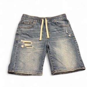 Old Navy Boys Distressed Denim Shorts With Drawstring - Like New-Size L (10-12Y)